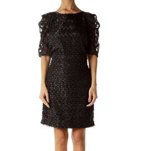 W118 by Walter Baker Black Sparkly Short Sleeve Dress